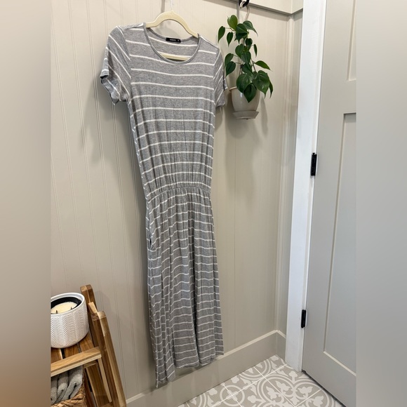 Gray Striped Women's maxi Dress - Picture 1 of 4